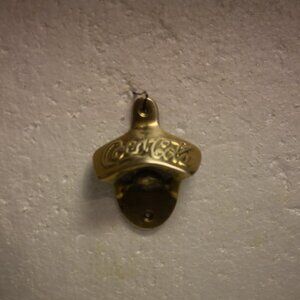 Vintage Brass Coca-Cola Wall Post Mounted Bottle Opener